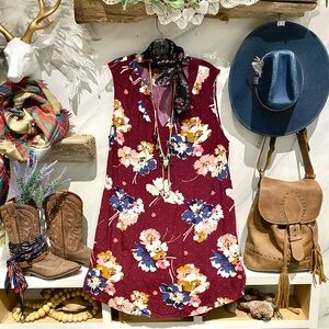 Comfy floral boho dress/tunic w resort vacay vibe